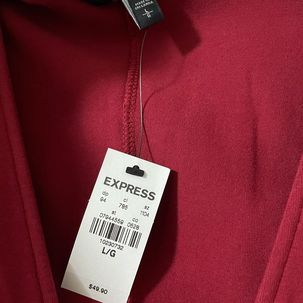 Burgundy Express deep v long sleeve dress L - Picture 3 of 5
